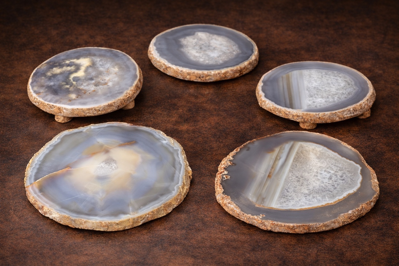 Gray agate coaster set
